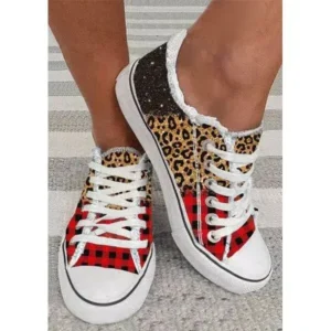 Baccashoes Women Casual 3D Printing Color Leopard Canvas Shoes