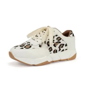 Baccashoes Women Fashion Autumn And Winter Leopard Leather Stitching Sneakers