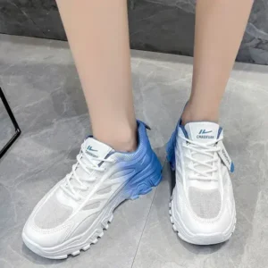 Baccashoes Women Fashion Round Toe Breathable Mesh Gradient Sneakers