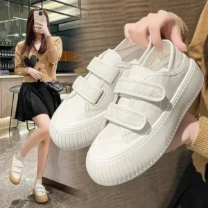 Baccashoes Women Fashion Round Toe Thick Sole Velcro Pu Sneakers