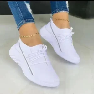 Baccashoes Women Fashion Breathable Lace-Up Flat Mesh Sneakers