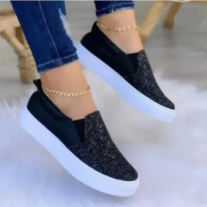 Baccashoes Thick Sole Casual Sequined Shoes Women Flat Shoes