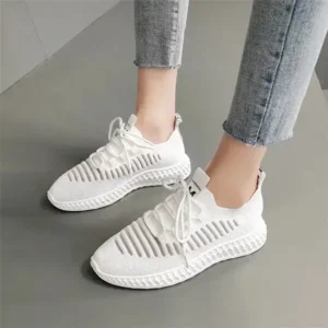 Baccashoes Women Fashion Mesh Cloth Lace-Up Sneakers