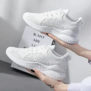 Baccashoes Women Fashion Sports Lace Up Design Mesh Breathable Platform Sneakers