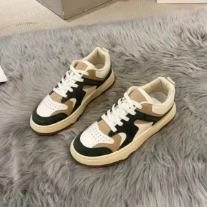 Baccashoes Women Fashion Lace Up Design Color Blocking Sneakers