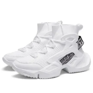 Baccashoes Men'S Fashion Platform White High Top Sneakers