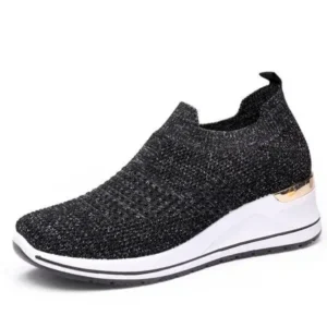 Baccashoes Women Casual Mesh Knit Design Breathable Comfort Wedge Platform Sneakers