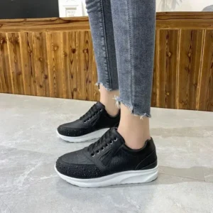 Baccashoes Women Casual Rhinestone Decor Fashion Plus Size Sports Running Shoes Round Toe Sneakers