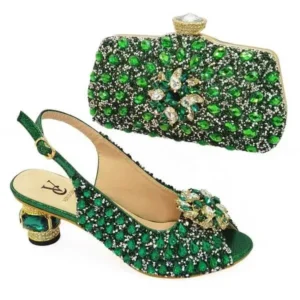 Baccashoes Fashion Rhinestone Design Party Women High Heel Peep Toe Sandals And Clutch Evening Bag Set