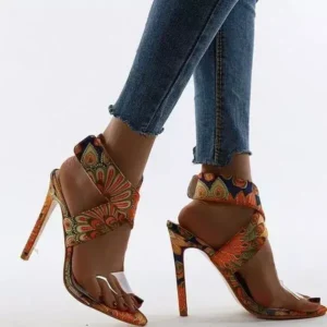 Baccashoes Women Fashion Plus Size Floral Point Toe High Heel Sandals