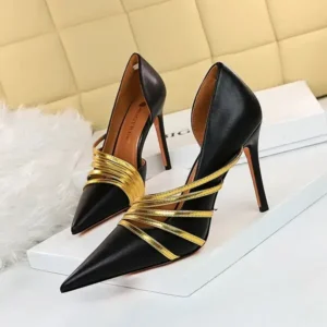 Baccashoes Women Fashion Sexy Pointed Toe Hollow Design Stiletto Shoes