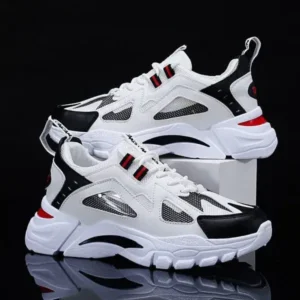 Baccashoes Men Spring Autumn Fashion Casual Colorblock Mesh Cloth Breathable Lightweight Rubber Platform Shoes Sneakers