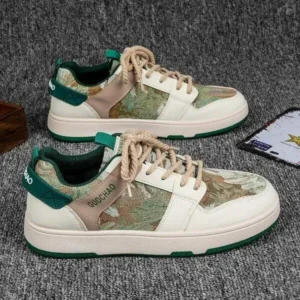 Baccashoes Men'S Casual Retro Secret Forest Oil Painting Pattern Sneakers