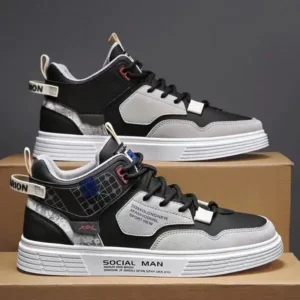 Baccashoes Men'S Fashion High Top Color Block Sneakers