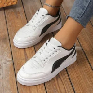 Baccashoes Women Fashion Plus Size Thick-Soled Round Toe Flat Sneakers