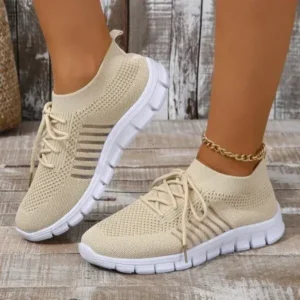 Baccashoes Women Casual Plus Size Solid Color Mesh Breathable Flat Sneakers