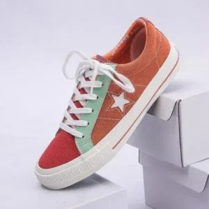 Baccashoes Women Fashion Stitching Canvas Star Round Toe Sneakers