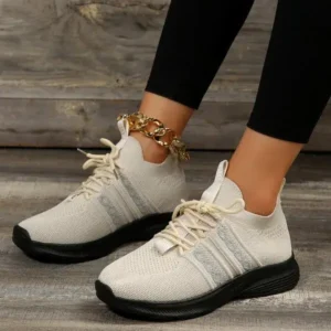 Baccashoes Women Fashion Casual Flying Mesh Breathable Thick-Soled Sneakers