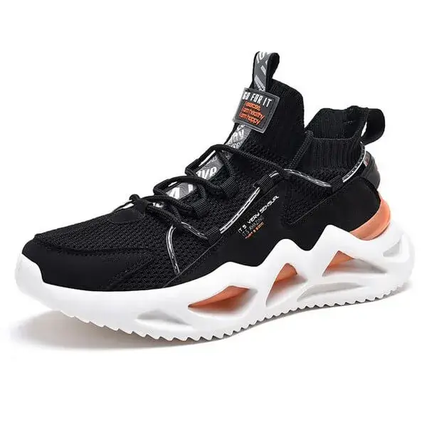 Baccashoes Men Spring Autumn Fashion Casual Colorblock Mesh Cloth Breathable Rubber Platform Shoes Sneakers