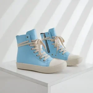 Baccashoes Women Fashion Blue Faux Leather High Top Shoes