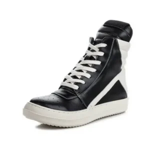 Baccashoes Women Fashion Casual Black White Inverted Triangle High Top Shoes