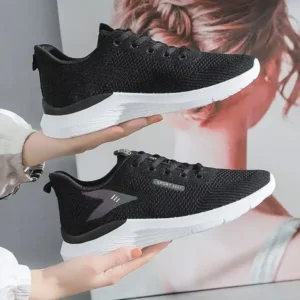 Baccashoes Women Fashion Flyknit Mesh Lace-Up Sneakers