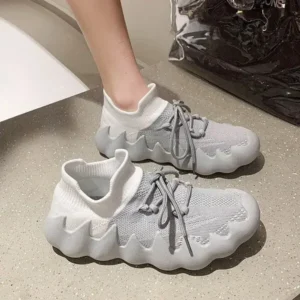 Baccashoes Women Fashion Round ToeWomen Fashion Round Toe Octopus Fly Woven Sneakers Shallow Cut Print Lace Up Flat Sneakers